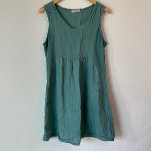 Terzo Millennio Women's Linen Mint Green V-Neck Made in Italy Dress Size Medium